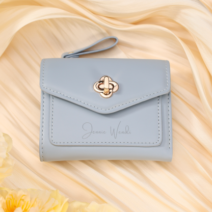 Damen Personalisierter Text & Foto PU Leder Klapp-Portemonnaie Geldbörse mit Reißverschluss