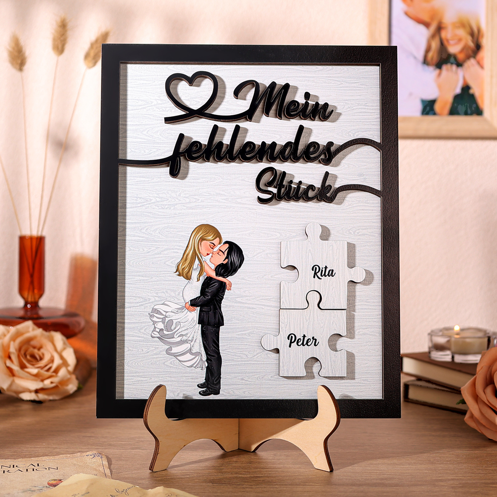 Pärchen Holzbild-Personalisierter 2 Namen Mein fehlendes Stück Puzzle Holzdekoration-für Paare