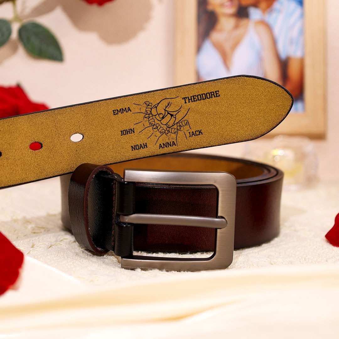 Personalisierter 7 Namen und 1 Buchstabe Herren Ledergürtel - Perfektes Geschenk für Ihren Vater im Vatertag!