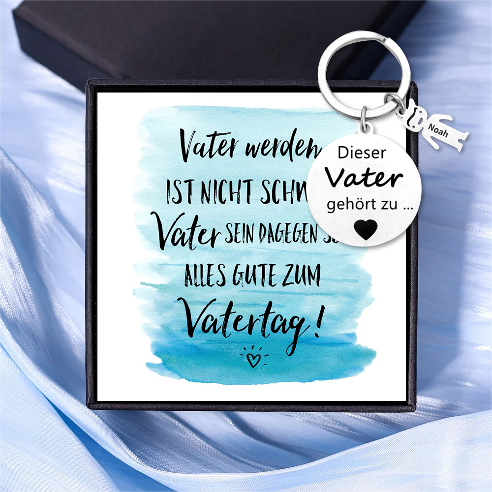 Gravur 1 Name & Wunschtext Familie Schlüsselanhänger - Dieser Vater ( oder Mutter, Opa, Oma, usw. ) Gehört zu ...