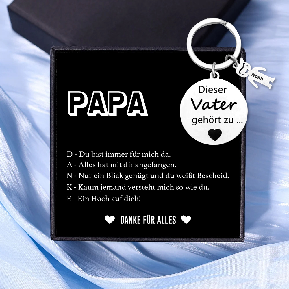 Gravur 1 Name & Wunschtext Familie Schlüsselanhänger - Dieser Vater ( oder Mutter, Opa, Oma, usw. ) Gehört zu ...
