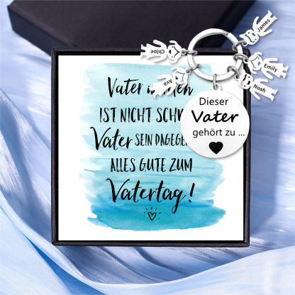 Gravur 5 Namen & Wunschtext Familie Schlüsselanhänger - Dieser Vater ( oder Mutter, Opa, Oma, usw. ) Gehört zu ...