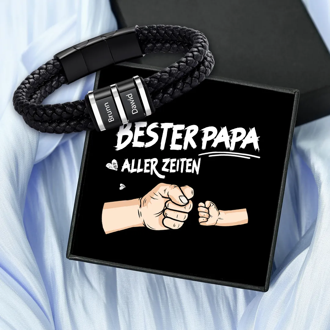 Herren Personalisierte 1-5 Namen Doppellagiges Geflochtenes Leder Armband