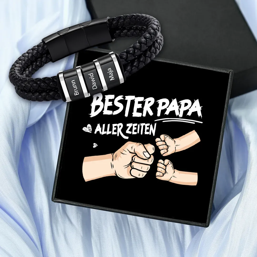 Herren Personalisierte 1-5 Namen Doppellagiges Geflochtenes Leder Armband