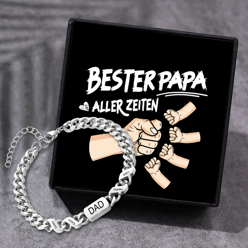 Herren Personalisierte 1-6 Namen Edelstahl Armband mit Text