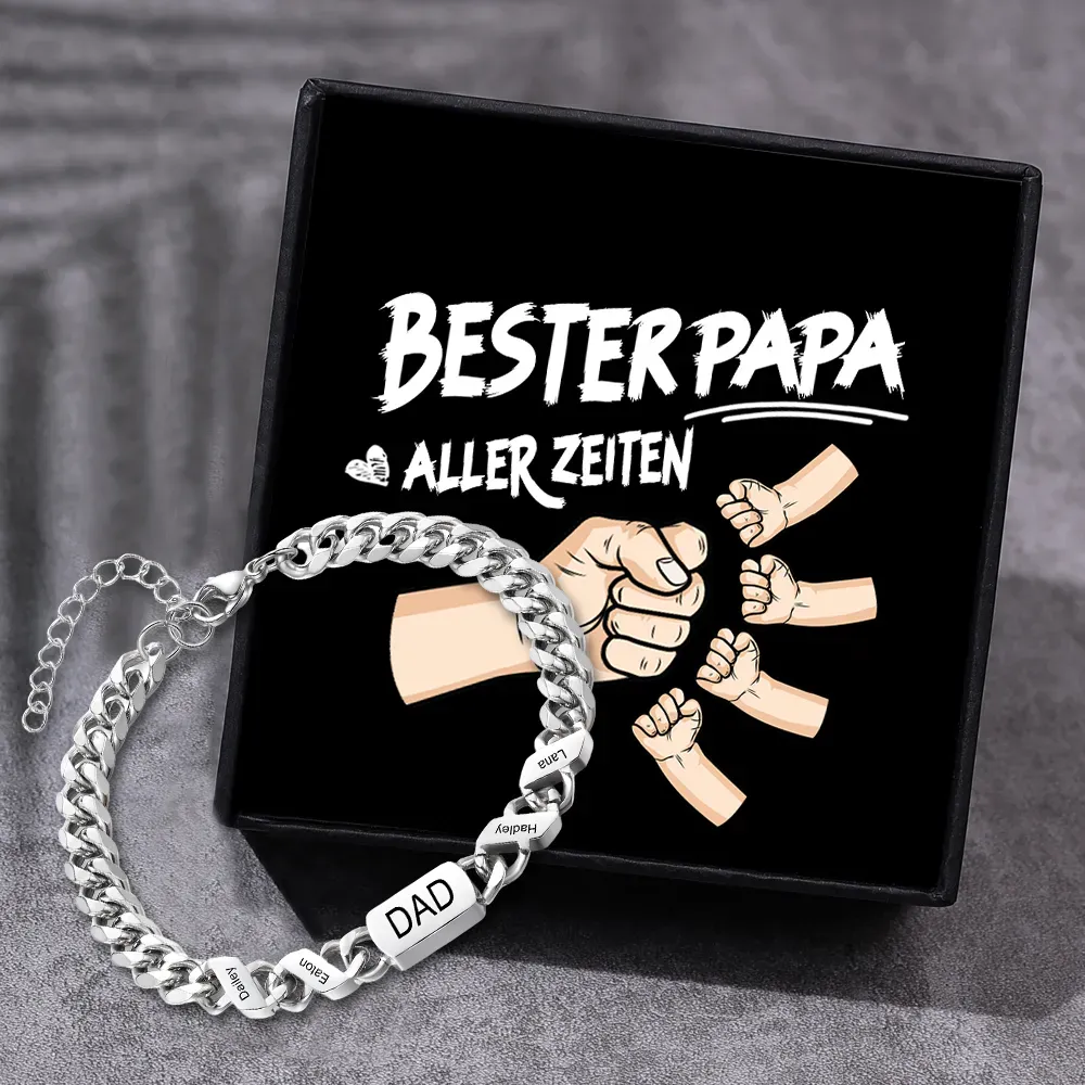 Herren Personalisierte 1-6 Namen Edelstahl Armband mit Text