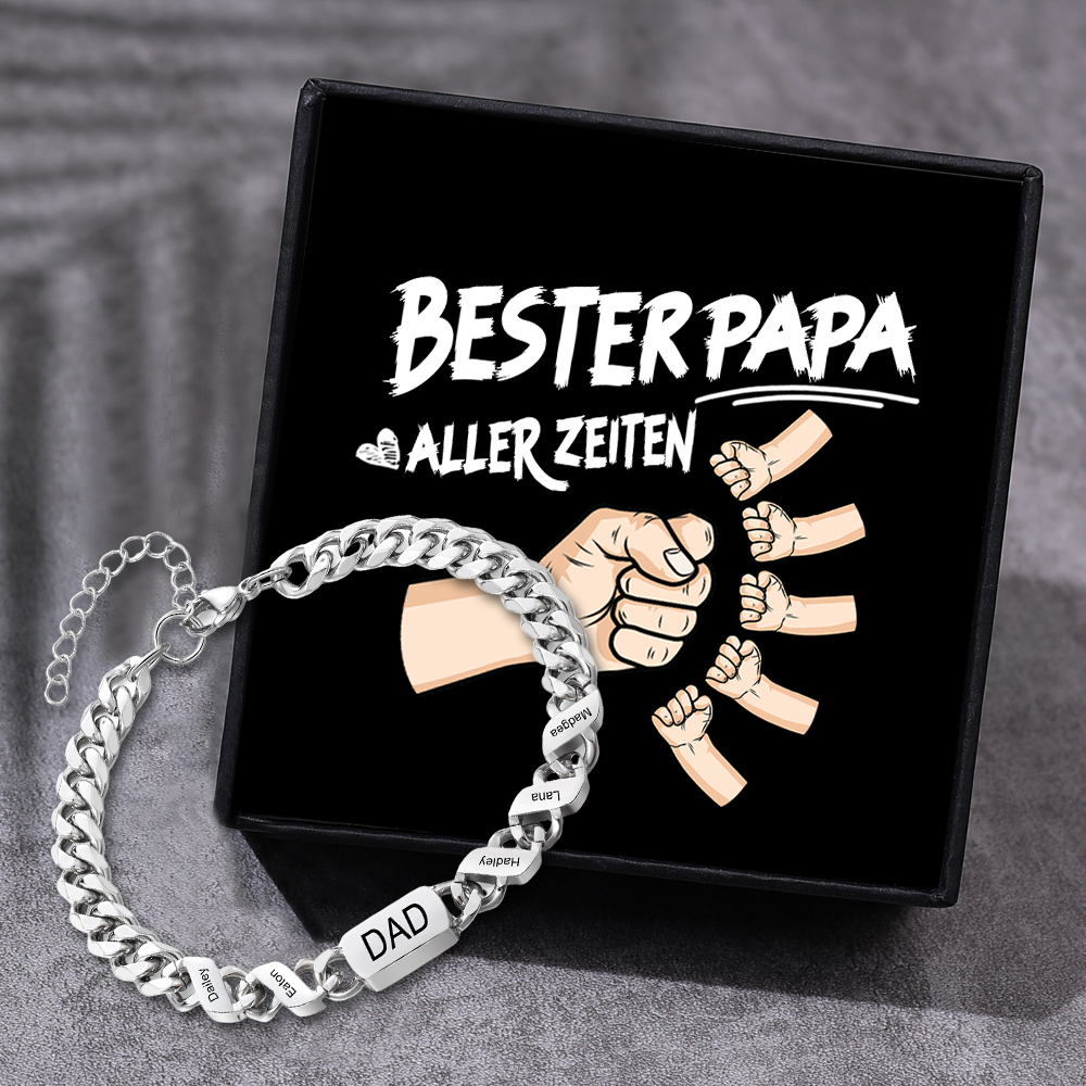 Herren Personalisierte 5 Namen Edelstahl Armband mit Text