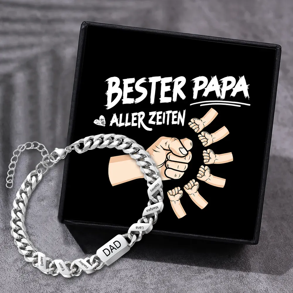 Herren Personalisierte 1-6 Namen Edelstahl Armband mit Text