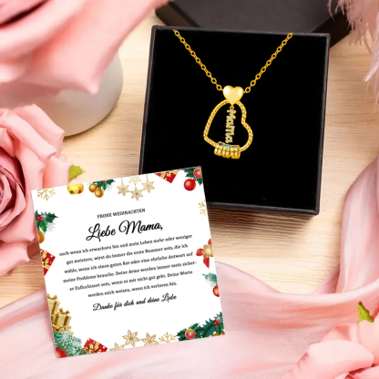 Personalisierte 2 Namen Herz Halskette mit 2 Geburtssteinen & Weihnachts-Geschenkkarte & GeschenkBox für Mama Mutter Geschenkkarte Set