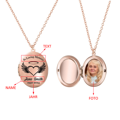 Personalisierbares Foto & Name & Text & Jahr Trauer Edelstahl Halskette