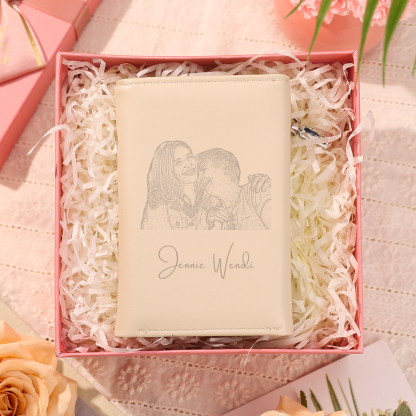 Damen Personalisierter Text & Foto PU Leder Geldbörse Mehrere Mezzanine Portemonnaie mit Reißverschluss