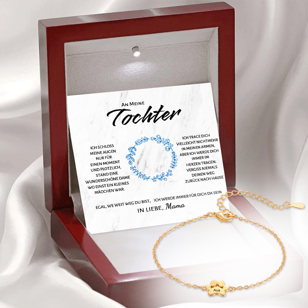 Personalisierter 1 Name Pfotenabdrücke Golden Armband