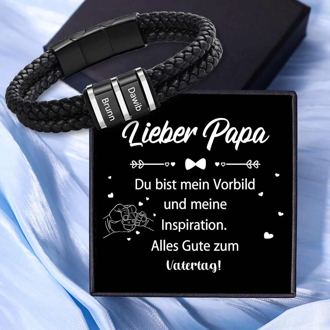 Herren Personalisierte 1-5 Namen Doppellagiges Geflochtenes Leder Armband