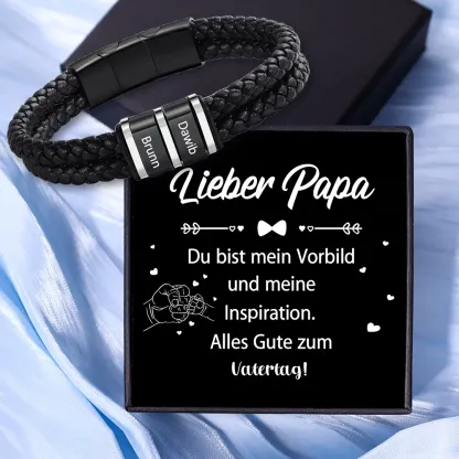 Herren Personalisierte 1-5 Namen Doppellagiges Geflochtenes Leder Armband