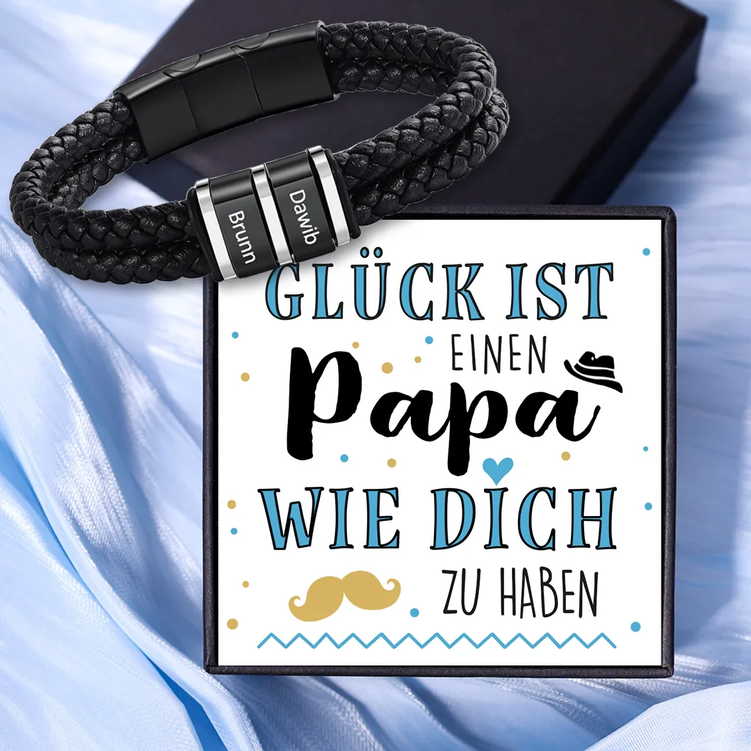 Herren Personalisierte 1-5 Namen Doppellagiges Geflochtenes Leder Armband