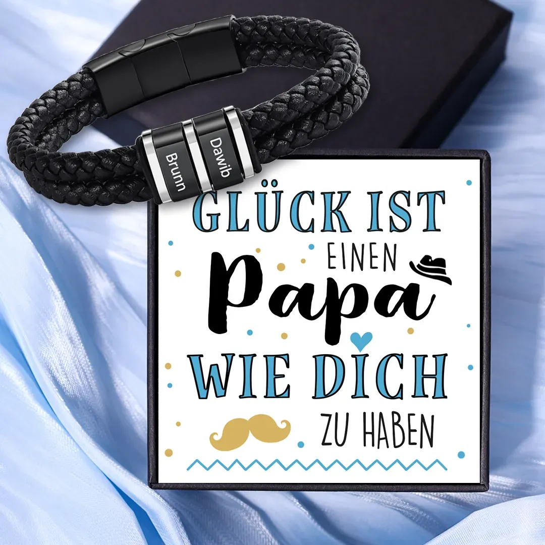 Herren Personalisierte 1-5 Namen Doppellagiges Geflochtenes Leder Armband