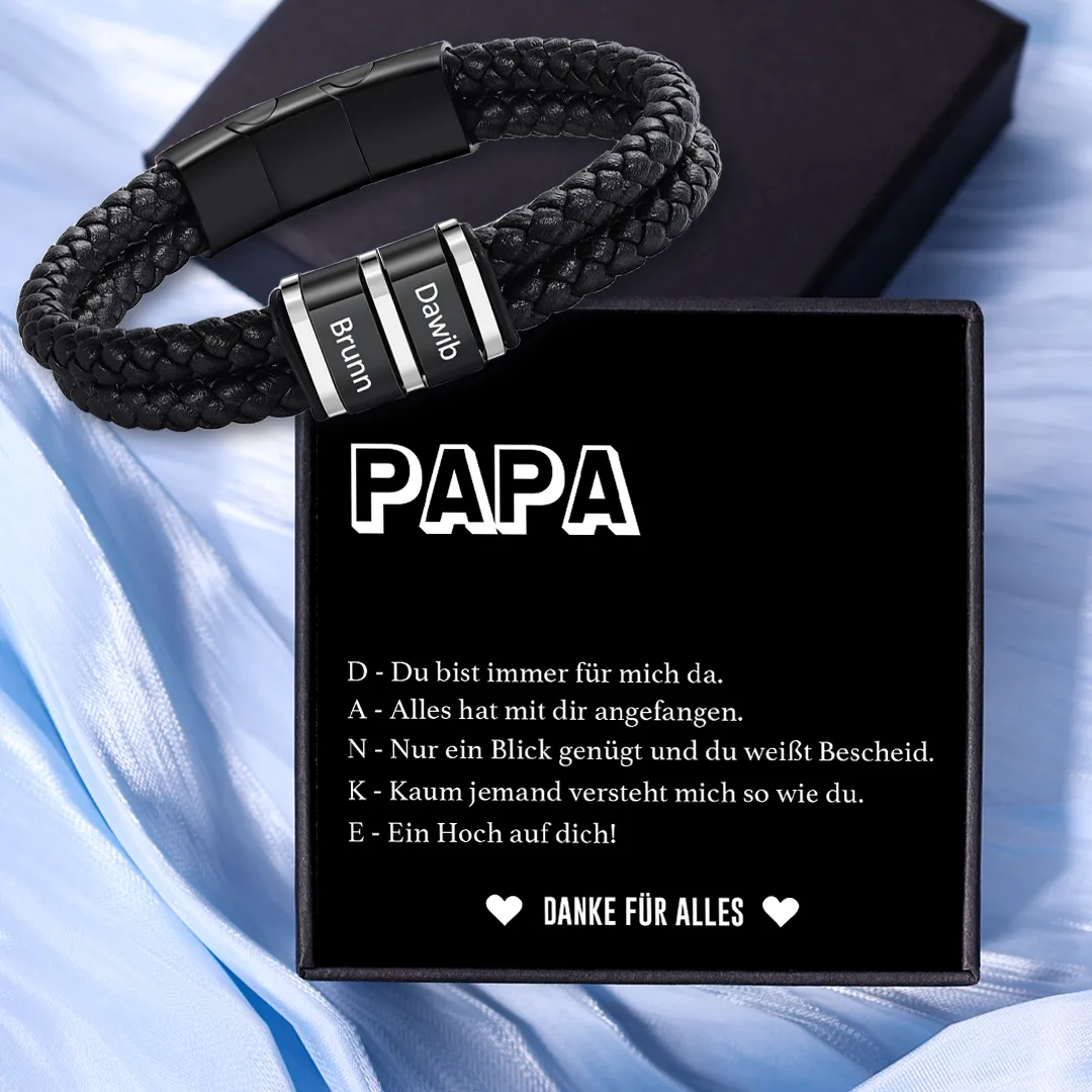 Herren Personalisierte 1-5 Namen Doppellagiges Geflochtenes Leder Armband