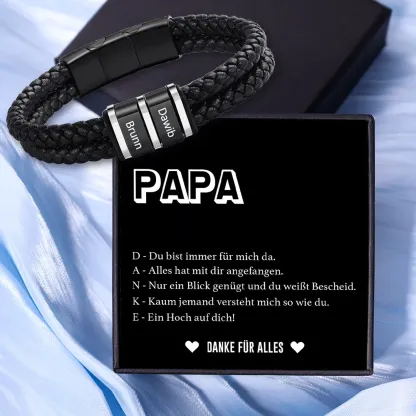 Herren Personalisierte 1-5 Namen Doppellagiges Geflochtenes Leder Armband