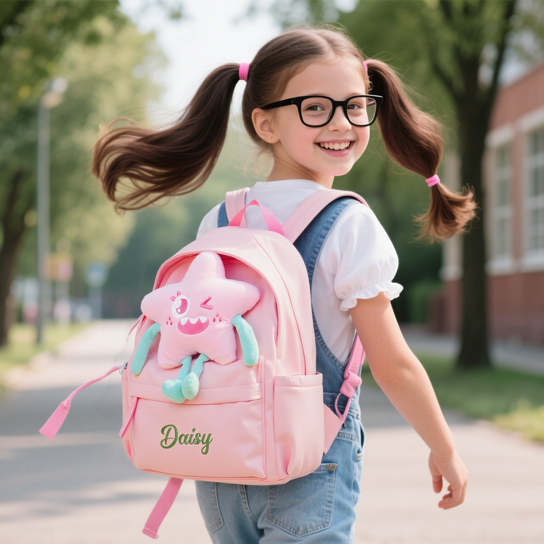 Personalisierte Name Nylon Rucksack Schüler Schultasche in 5 Farbe mit Seestern