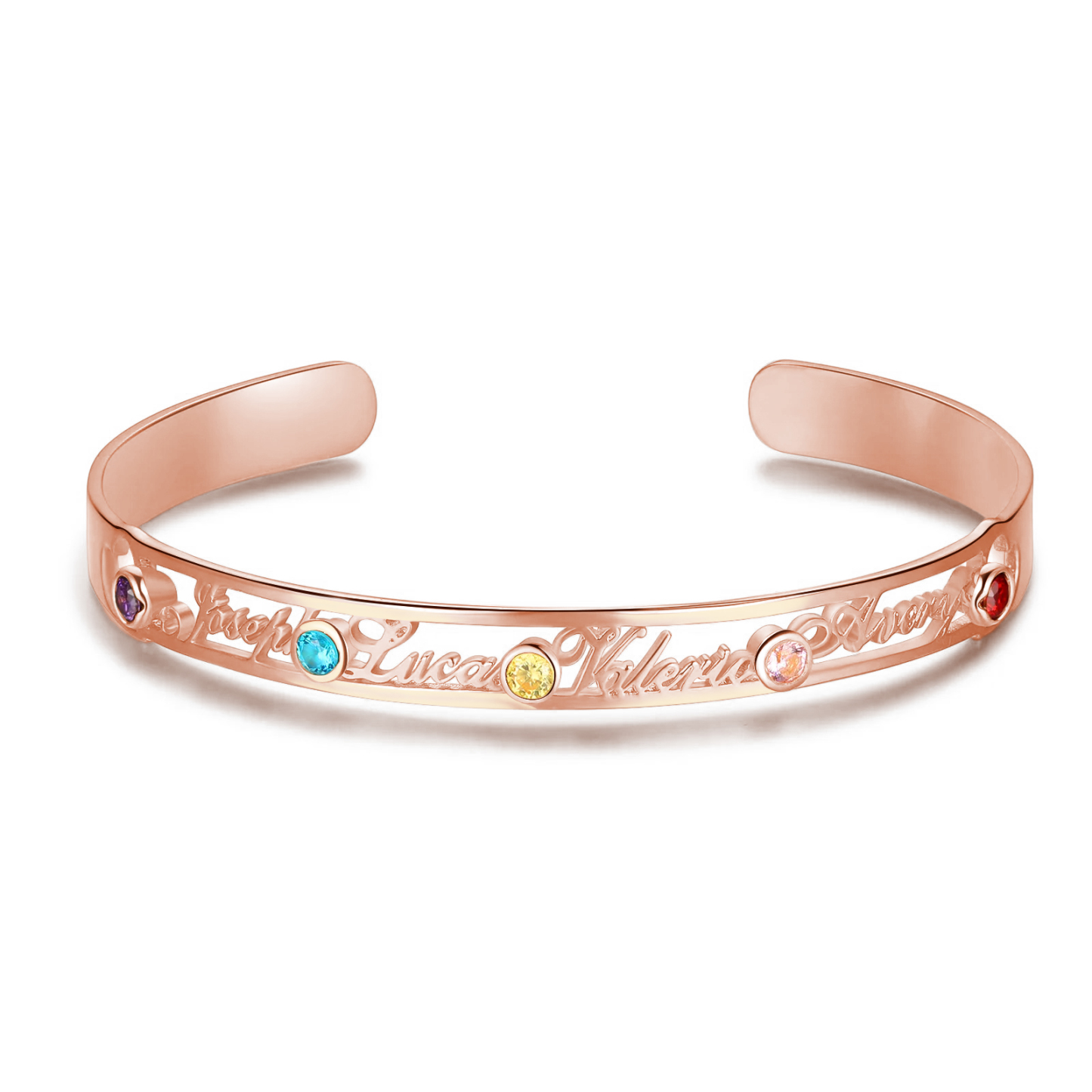 Gravur 4 Namen Golden Armband mit 5 Geburtssteinen