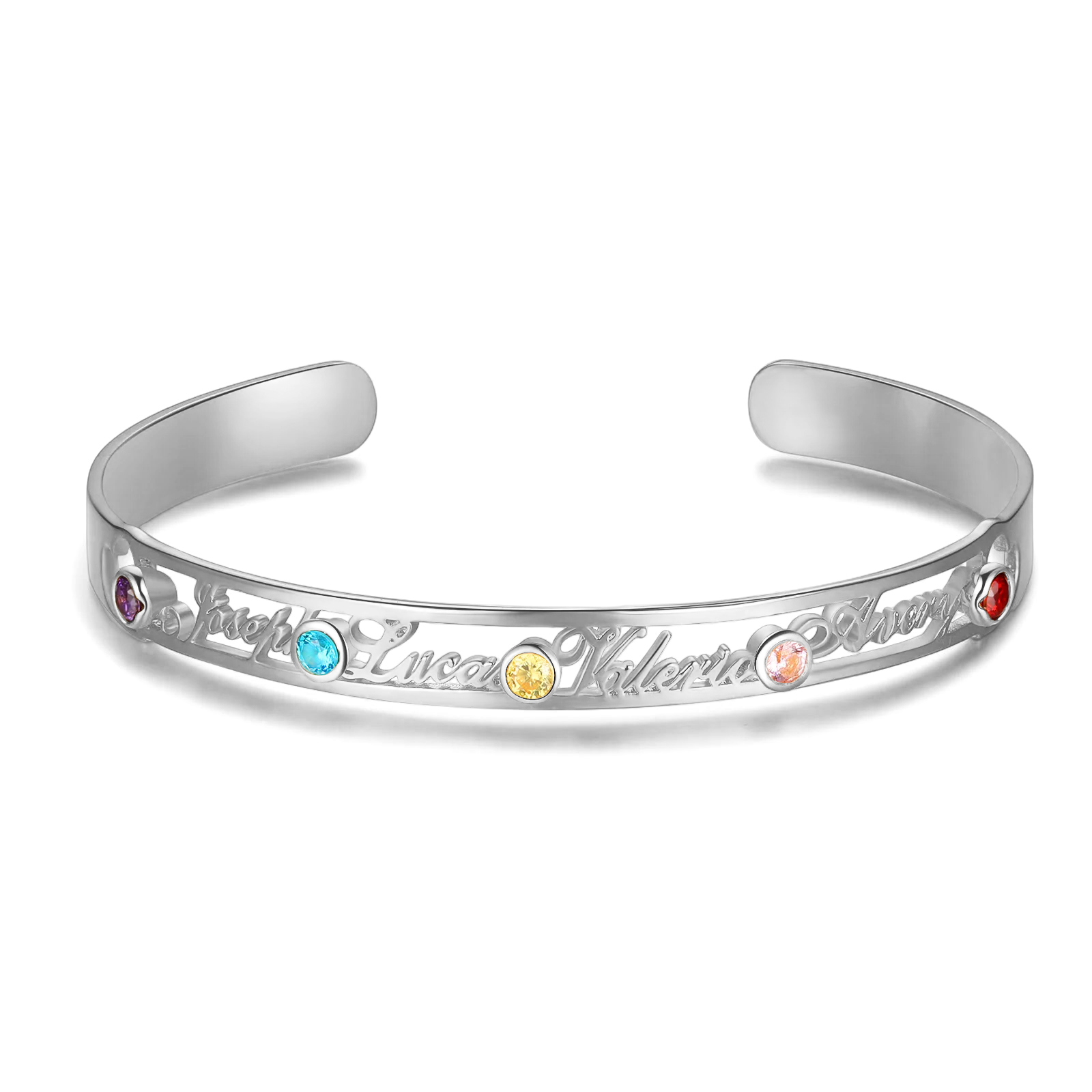 Gravur 4 Namen Golden Armband mit 5 Geburtssteinen