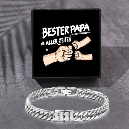 Personalisiertes 2-6 Namen Armband für Männer mit individueller Gravur – Geschenk für Opa/Papa