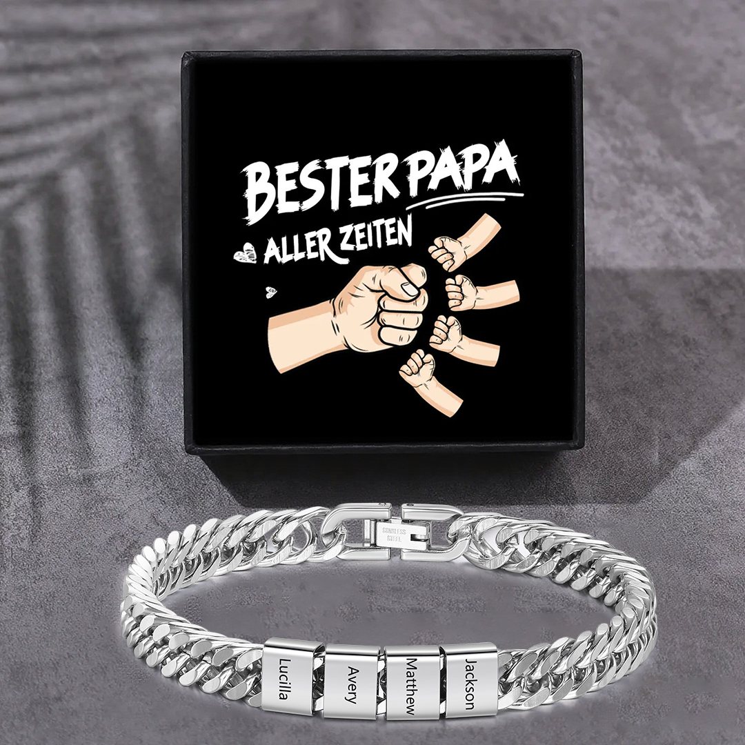 Personalisiertes 2-6 Namen Armband für Männer mit individueller Gravur – Geschenk für Opa/Papa