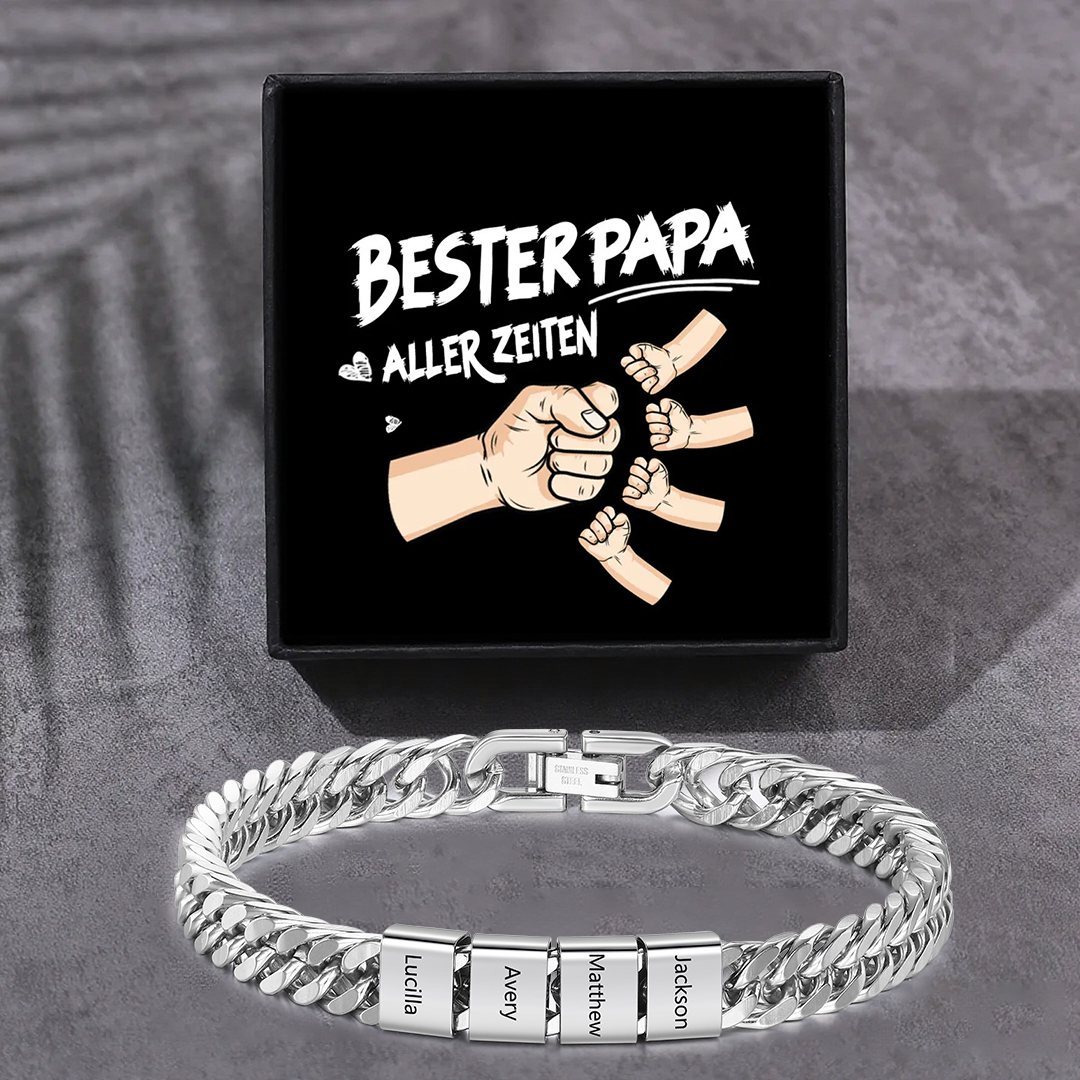 Personalisiertes 2-6 Namen Armband für Männer mit individueller Gravur – Geschenk für Opa/Papa