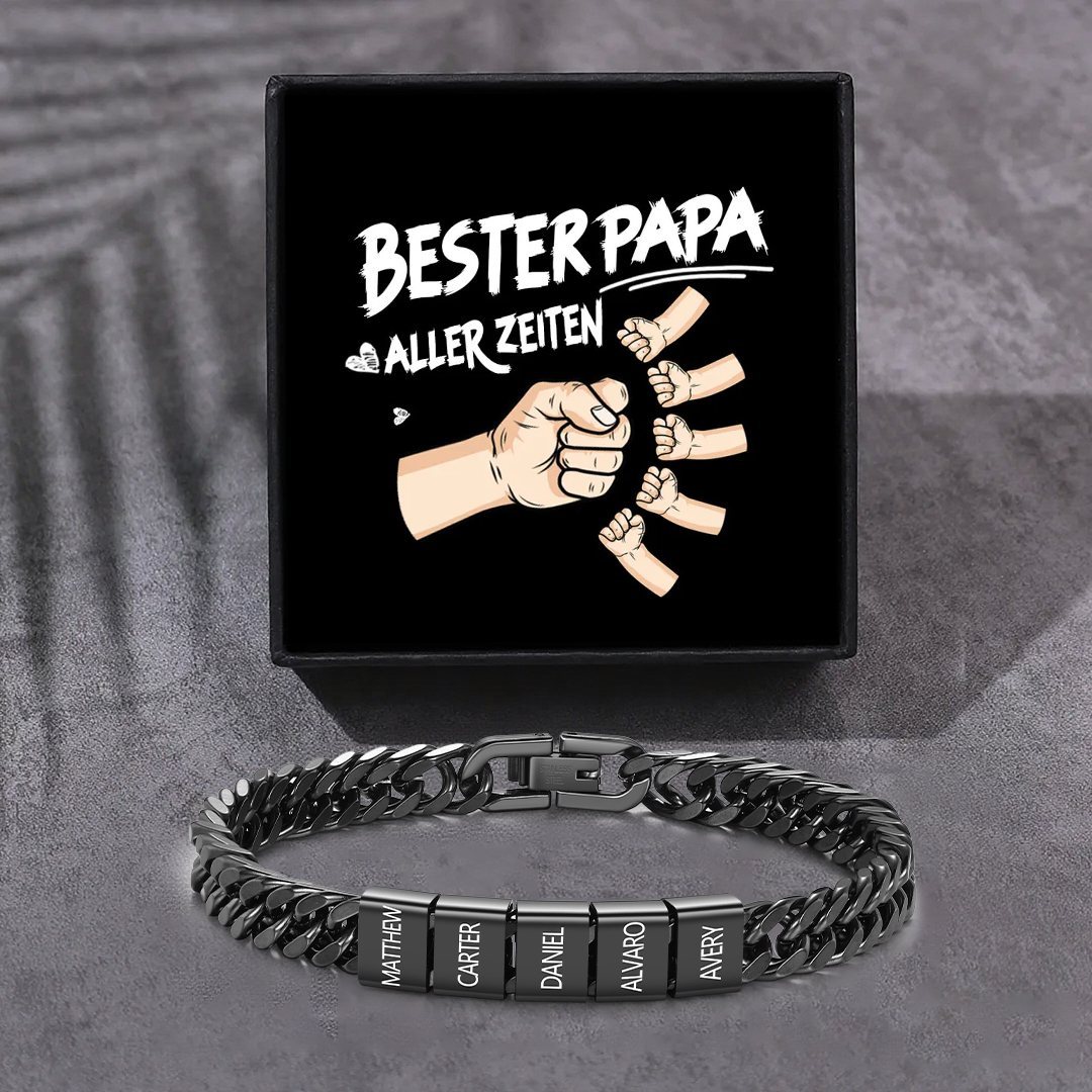 Personalisiertes 2-6 Namen Armband für Männer mit individueller Gravur – Geschenk für Opa/Papa