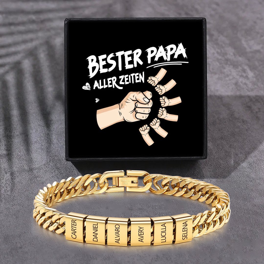 Personalisiertes 2-6 Namen Armband für Männer mit individueller Gravur – Geschenk für Opa/Papa