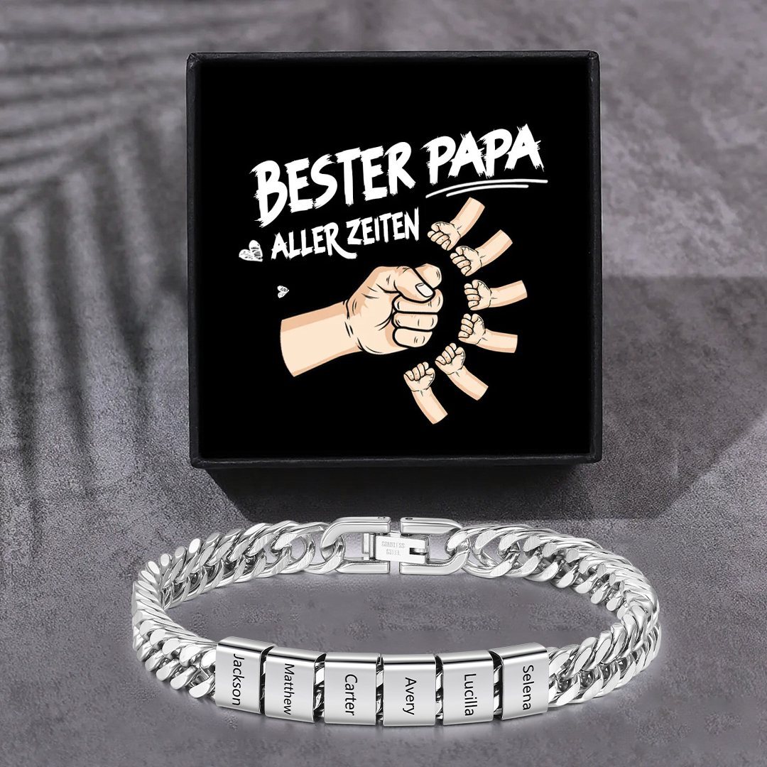 Personalisiertes 2-6 Namen Armband für Männer mit individueller Gravur – Geschenk für Opa/Papa