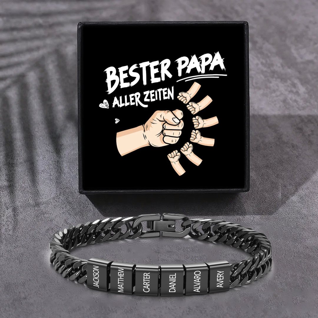 Personalisiertes 2-6 Namen Armband für Männer mit individueller Gravur – Geschenk für Opa/Papa