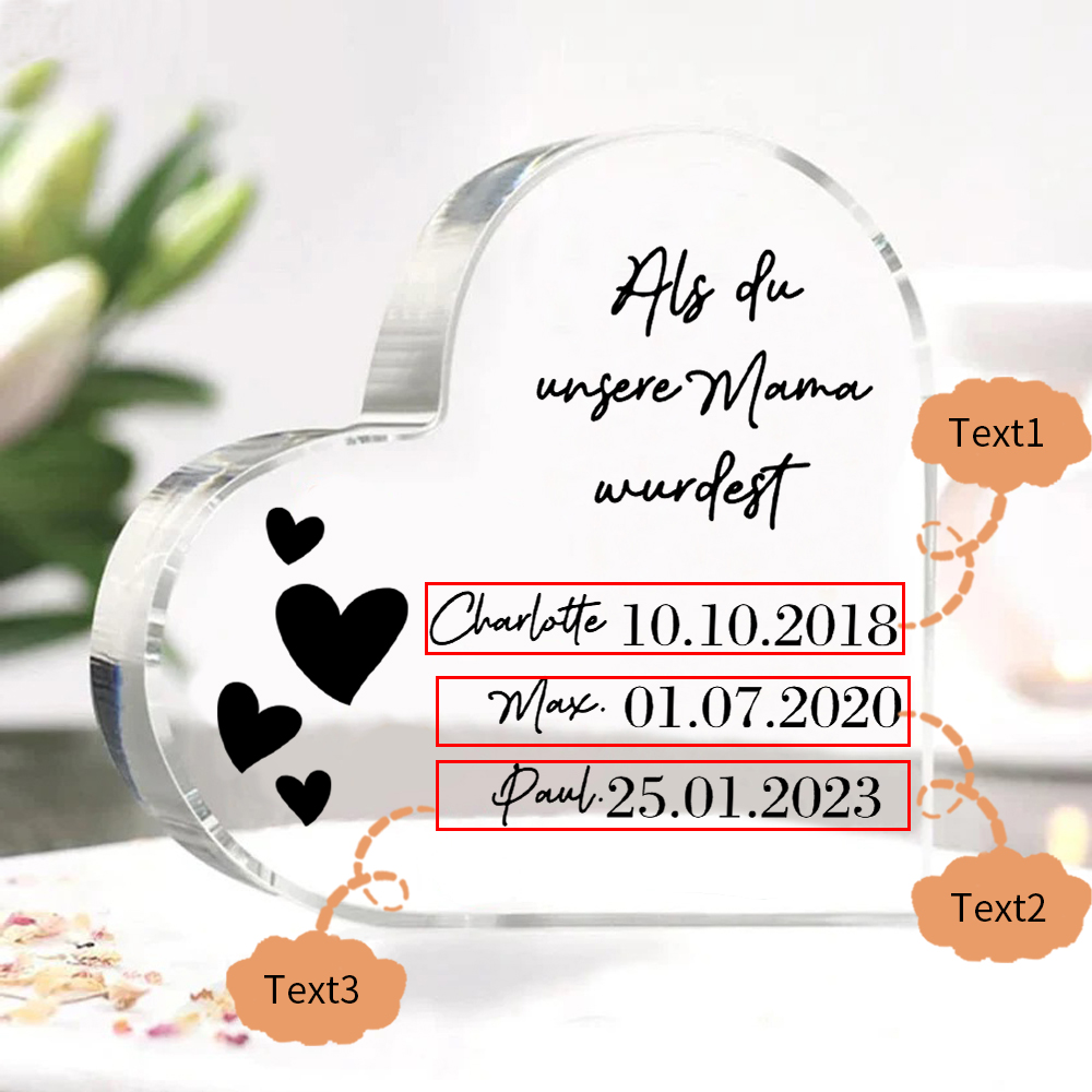 Personalisierte 3 Texte -Als du unsere Mama wurdest- Acryl-Deko Schreibtischdekoration für Mutter