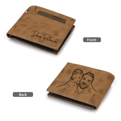 Personalisierter Name & Foto Leder Herren Geldbörse mit Kartenfach