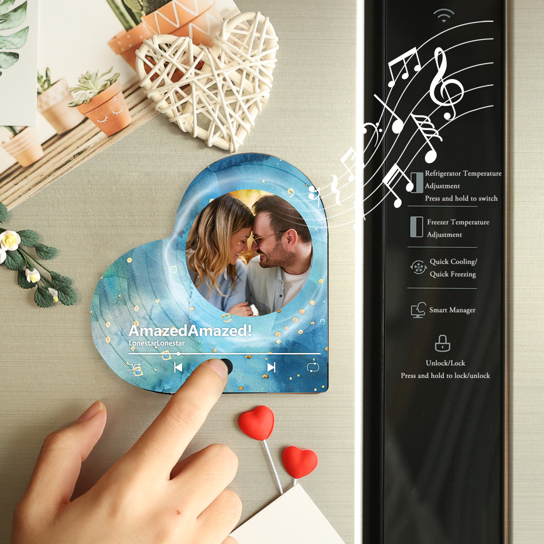 Personalisierte mit Lied & Foto Musik-Kühlschrankmagnet – Romantisches Geschenk für Paar
