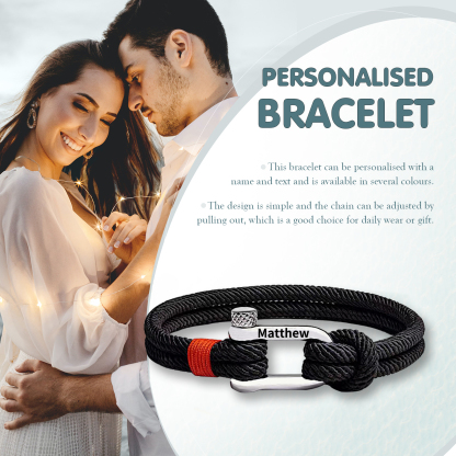 Herren Personalisierter 1 Name Edelstahl Hufeisenschnalle Handseil Armband--An unser wundervoller Sohn zum Abschluss-Geschenk mit Nachrichtenkarte