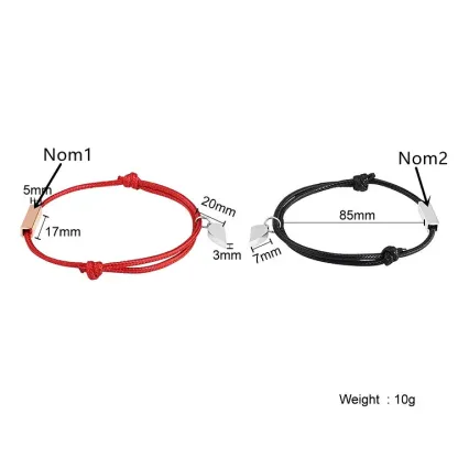 Personalisierte 2 Namen Paar Herz Magnet Armbänder