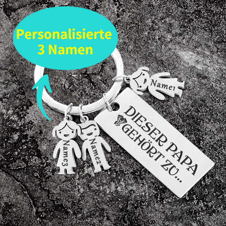 Personalisierter 3 Kinder Namen Schlüsselanhänger - Motorradfahrer - An Meinen Papa - Geschenkkarte Set