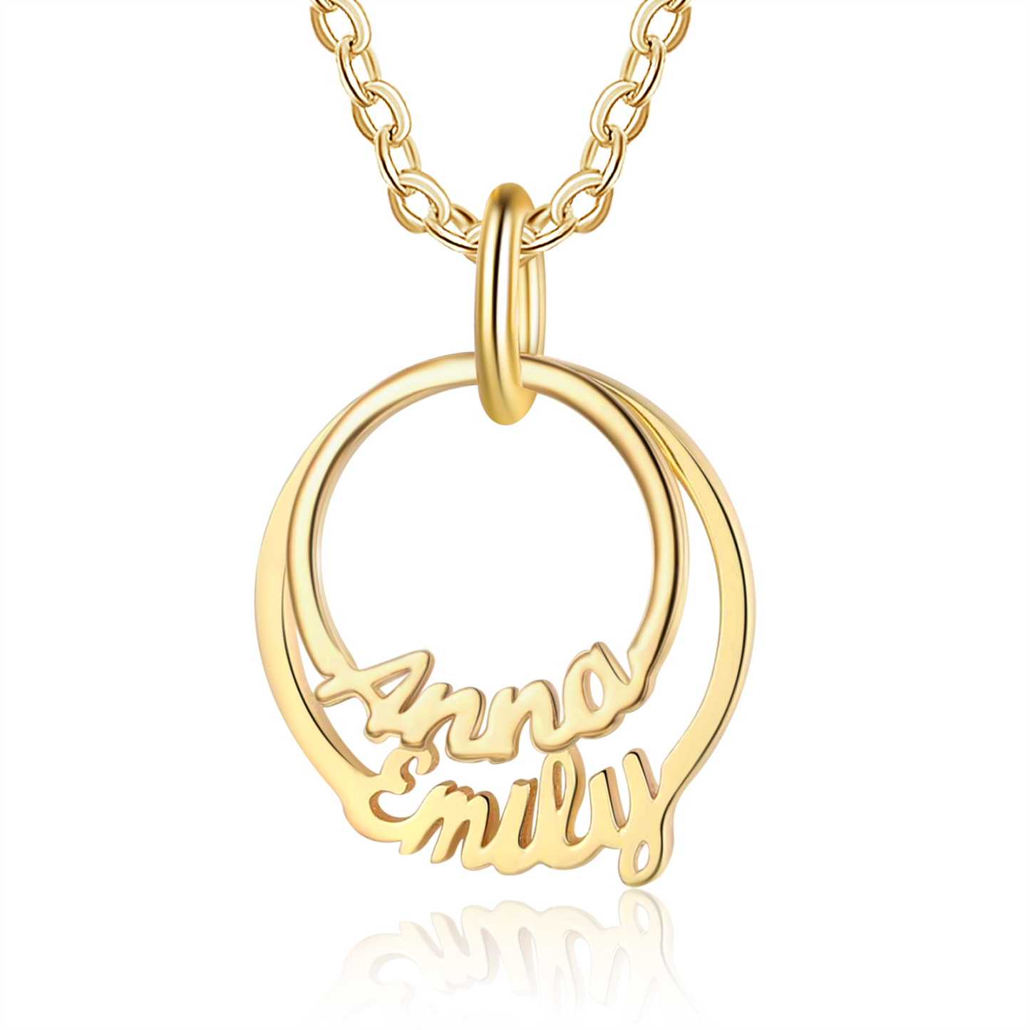 Personalisierte 2 Namen mit Gravuren Rund Halskette