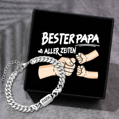 Herren Personalisierte 1-6 Namen Edelstahl Armband mit Text