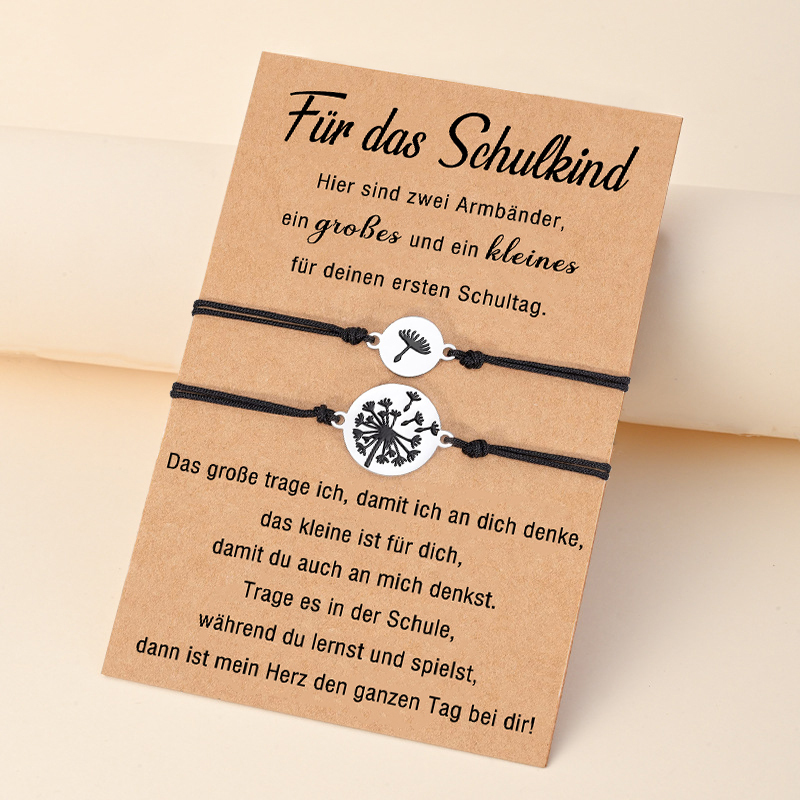 Schulanfang Geschenkset -Personalisierter Name Emaille Tasse & 20 cm Lineal & Löwenzahn Armbänder Set - Geschenk für Schulkind mit Geschenk Box