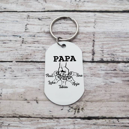 Personalisierbares Foto & 5 Namen Papa Faust Schlüsselanhänger-Geschenk für Vater