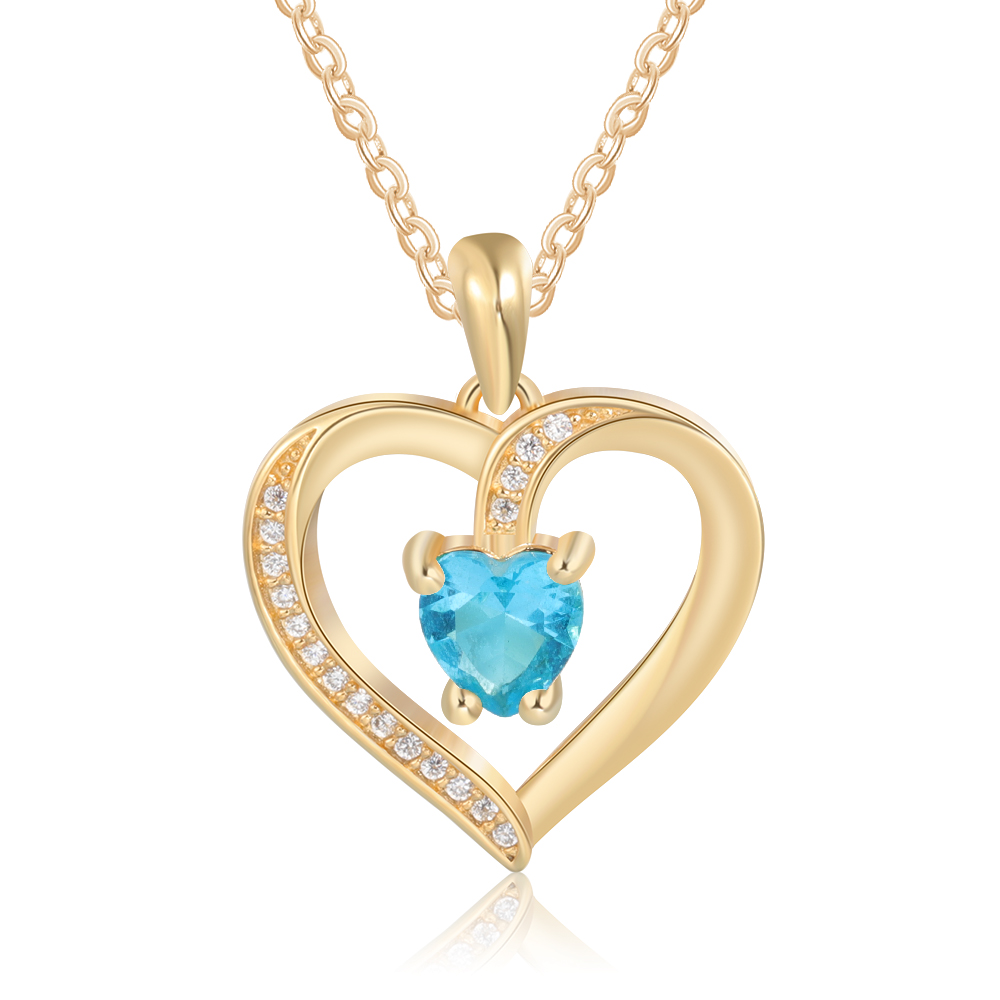 Personalisierte Herz Halskette mit 1 Name und 1 Geburtsstein