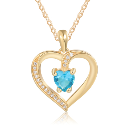 Personalisierte Herz Halskette mit 1 Name und 1 Geburtsstein