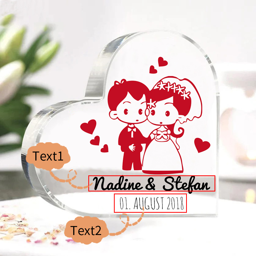 Personalisierte 2 Texte Acryl-Deko Schreibtischdekoration Hochzeitstag Geschenk für Paar
