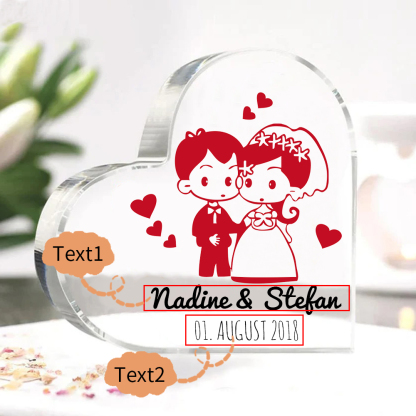 Personalisierte 2 Texte Acryl-Deko Schreibtischdekoration Hochzeitstag Geschenk für Paar