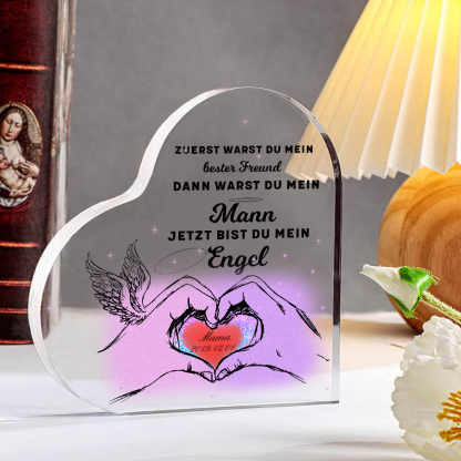 Personalisierter Name & Datum Acryl-Deko-Jetzt bist du mein Engel-Trauer Schreibtischdekoration für Mann