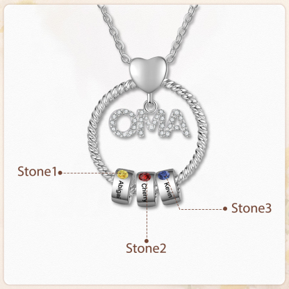 Personalisierte 3 Namen Gravur OMA Halskette mit 3 Geburtssteinen-Oma Wir haben dich so lieb-Geschenk mit Nachrichtenkarte