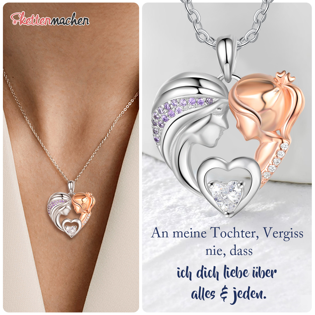 Herz Halskette mit Zirkonia -Tochter & Mutter Geschenk