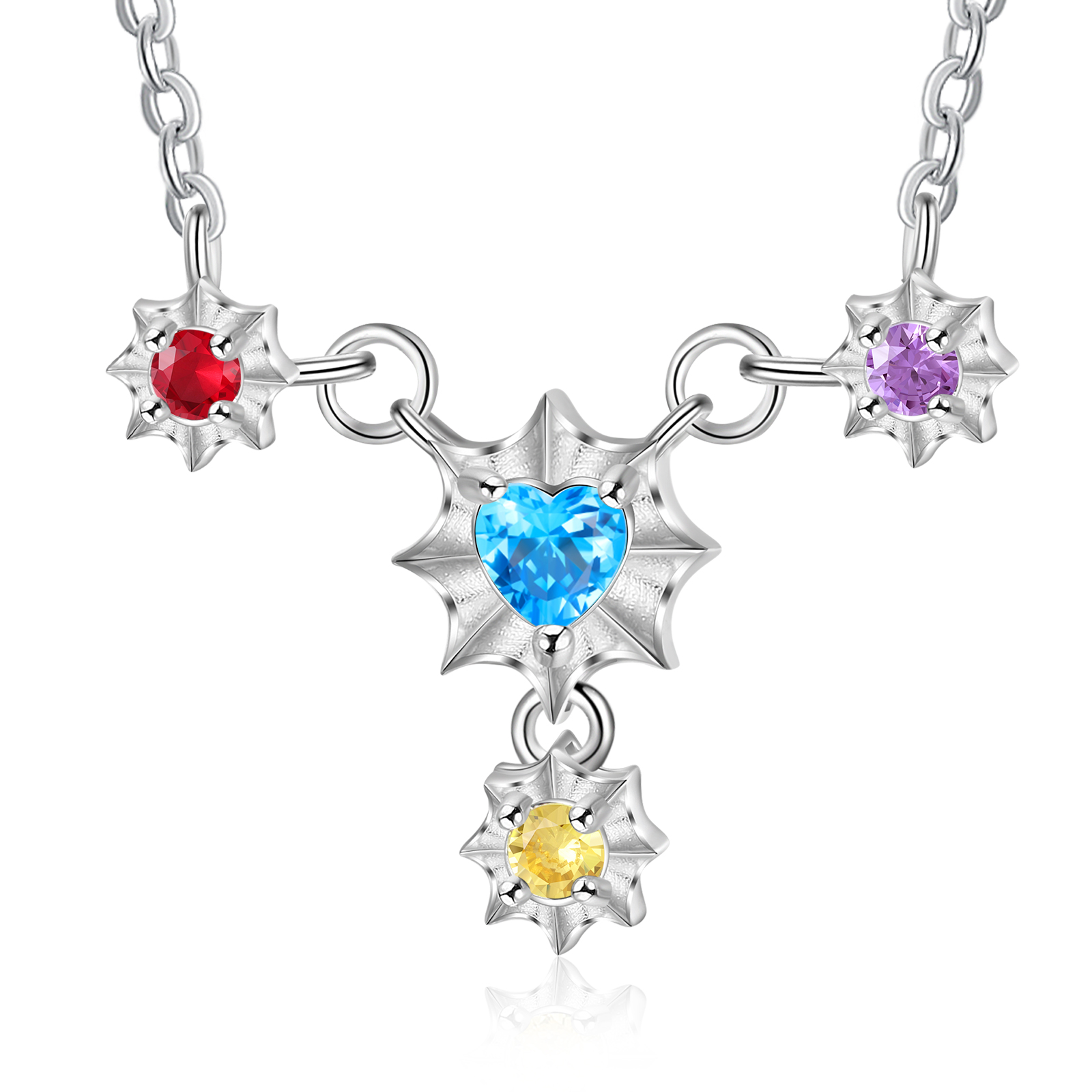 Personalisierter 4 Geburtssteine Seemuschel Halskette für Großmutter